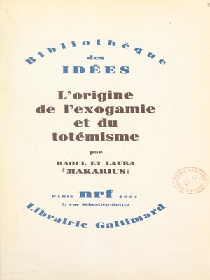 cover image of L'origine de l'exogamie et du totémisme
